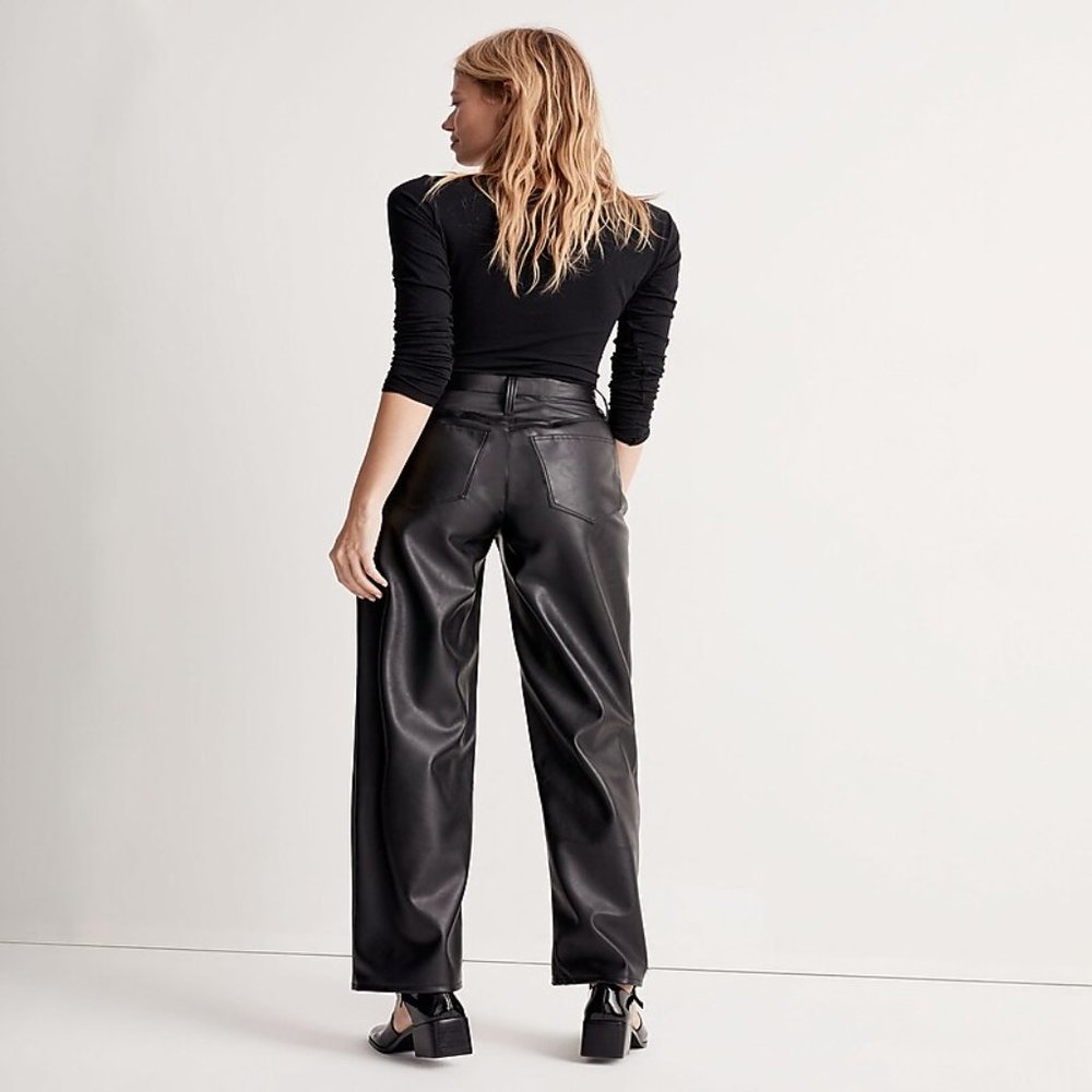 NWT Women Plus Size 33 33x30 Madewell Faux Leather Perfect Vintage Wide-Leg Pant - Picture 4 of 4